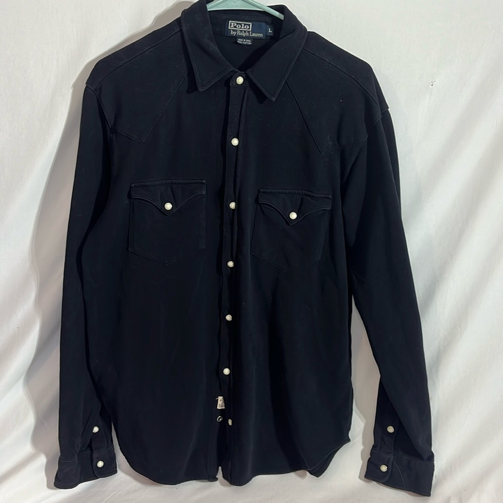 Polo by Ralph Lauren 100% cotton western pearl snap women’s size large in black